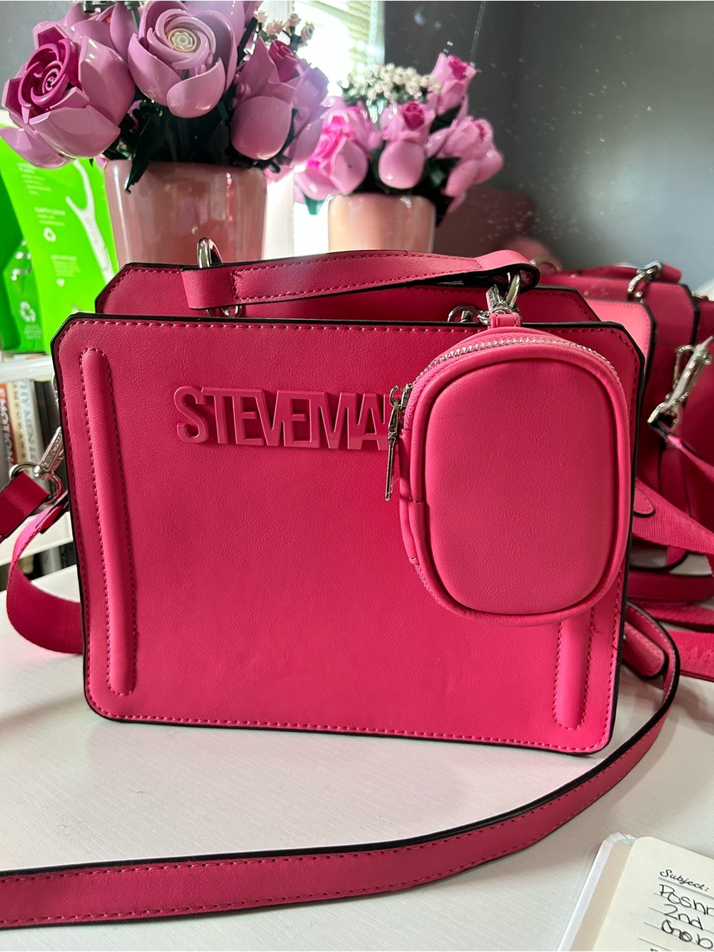 Steve Madden Hot Pink Crossbody Bag with Detachable Coin Pouch